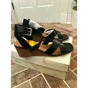 Style‎ & Co Black Croc Wedge Sandals size 6.5 NWB